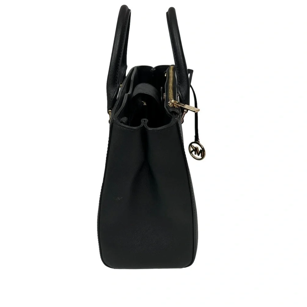 MICHAEL KORS Women’s Leather Satchel/Handbag Purse Black Double Straps